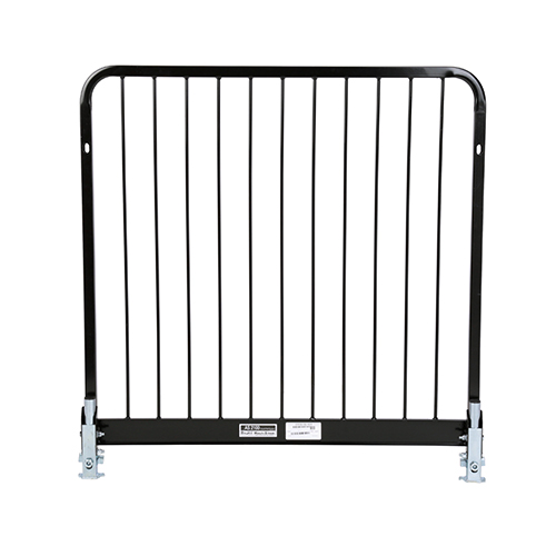 black metal guard rail, with curved corners at the top