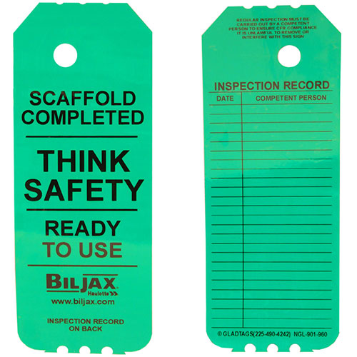 Think Safety Sign Tag for Scaffold Inspection