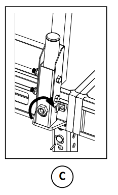 Diagram C tightening the hex nut on each lock to fully secure