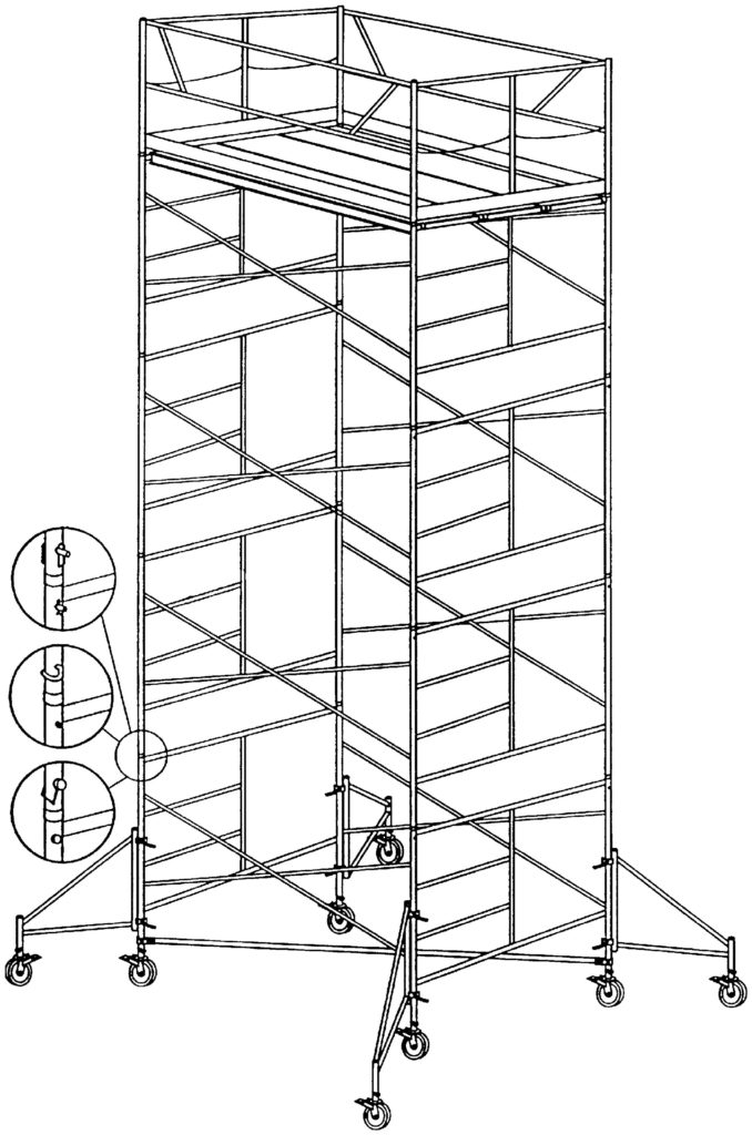 Scaffold Tower Illustration with Pin Details
